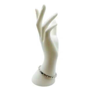 Stainless Steel Bracelet With Clear Crystal Accents Elegant Link Design